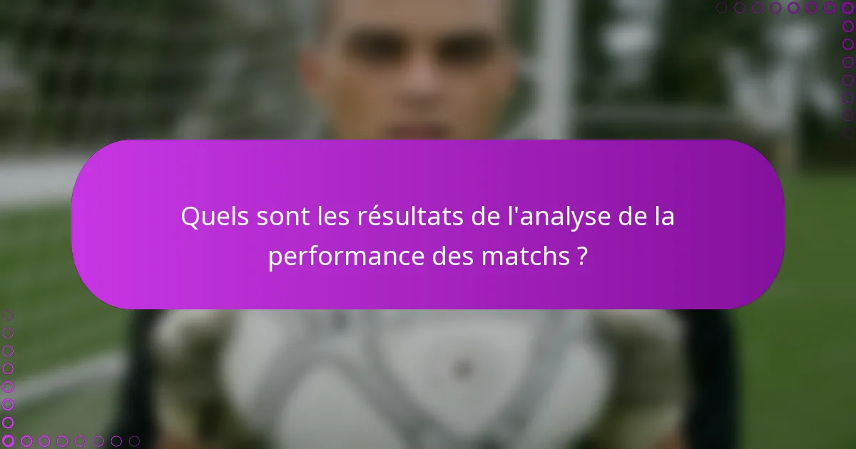 Quels sont les résultats de l'analyse de la performance des matchs ?